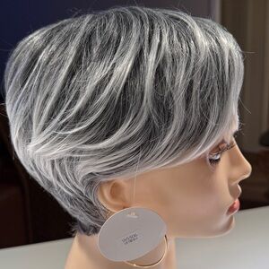 HAIR, Pixie with bangs, Straight, Gray/Silver